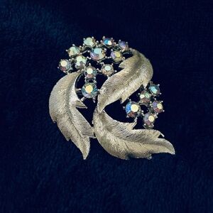 🐾 Vintage brooch with aurora borealis rhinestones